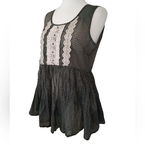 Anthropologie Ryu Swing Style Peplum Top Lace Front Rhinestone Detail Size Small - Picture 5 of 8